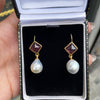 21 Carat South Sea Pearl and Pink Pyramid Cabochon Tourmaline Drop Earrings
