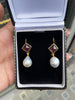 21 Carat South Sea Pearl and Pink Pyramid Cabouchon Tourmaline Drop Earrings