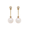 Elegant Freshwater Pearl and Diamond 18 Carat Yellow Gold Drop Earrings