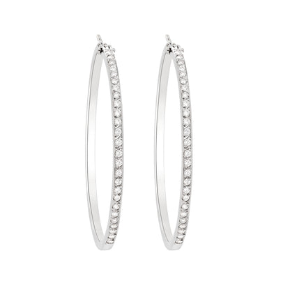 18 Carat White Gold Diamond Set Hoop Earrings