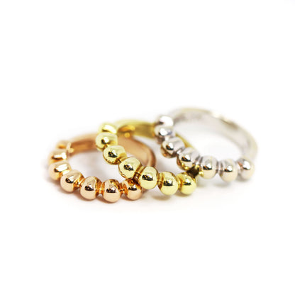 18 Carat White, Yellow and Rose Gold Stackable Bubble Rings - Tobi Gem Setting