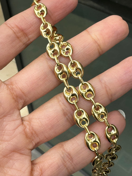 18 Carat Yellow Gold Anchor Mariner Link Chain Necklace