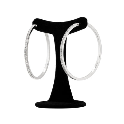 18 Carat White Gold Diamond Set Hoop Earrings