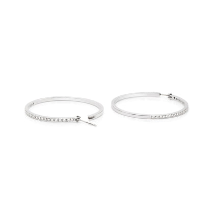 18 Carat White Gold Diamond Set Hoop Earrings