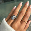 Edwardian Old Cut Diamond Toi Et Moi Crossover Ring in Silver on 18 Carat Gold