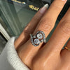 Edwardian Old Cut Diamond Toi Et Moi Crossover Ring in Silver on 18 Carat Gold