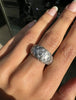 Diamond and Brushed 18 Carat White Gold Quilted Tapered Dome Ring