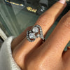 Edwardian Old Cut Diamond Toi Et Moi Crossover Ring in Silver on 18 Carat Gold