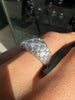 Diamond and Brushed 18 Carat White Gold Quilted Tapered Dome Ring