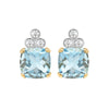 4.04 Carat Cushion Shape Aquamarine and Diamond 18ct Gold Stud Earrings
