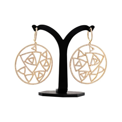 Diamond 18 Carat Yellow Gold Geometric Dress Earrings