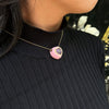 Amethyst, Diamond Pink Enamel 18 Carat Yellow Gold Heart Pendant