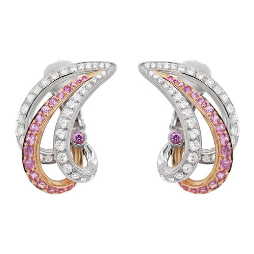 Pink Sapphire and Diamond 18ct White and Rose Gold Clip On Earrings