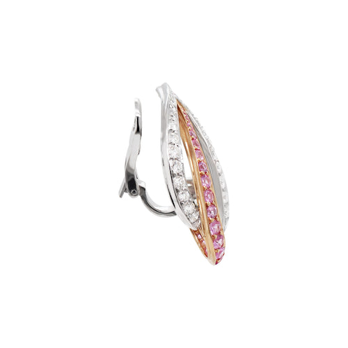 Pink Sapphire and Diamond 18ct White and Rose Gold Clip On Earrings