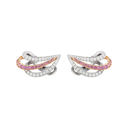 Pink Sapphire and Diamond 18ct White and Rose Gold Clip On Earrings