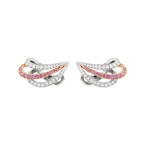 Pink Sapphire and Diamond 18ct White and Rose Gold Clip On Earrings