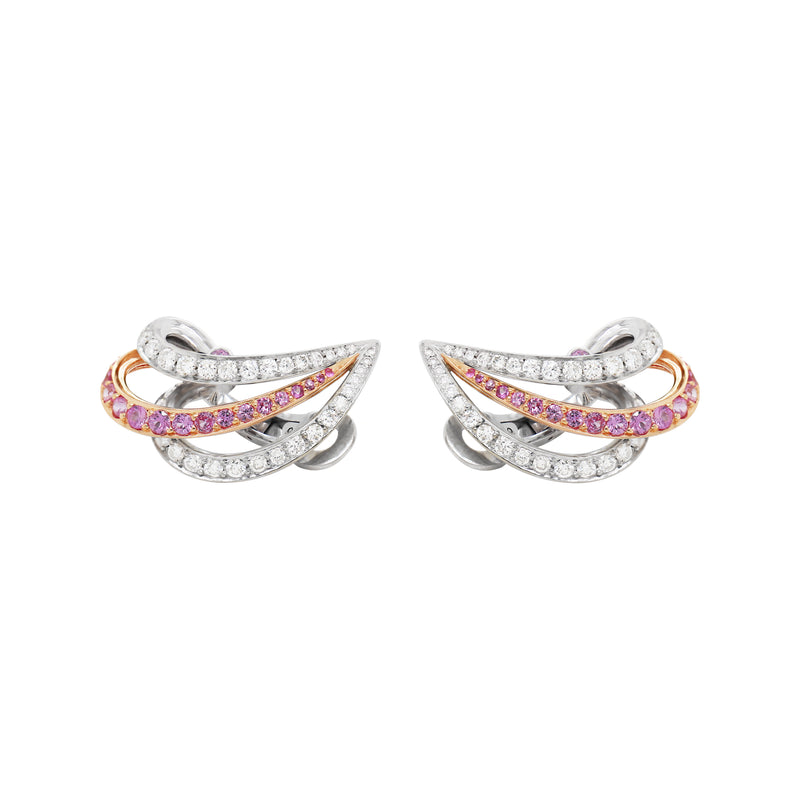 Pink Sapphire and Diamond 18ct White and Rose Gold Clip On Earrings