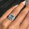 2.61ct Aquamarine and Diamond 18 Carat White Gold Cluster Engagement Ring