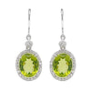 Oval Peridot and Diamond 18 Carat White Gold Drop Earring