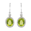 Oval Peridot and Diamond 18 Carat White Gold Drop Earring