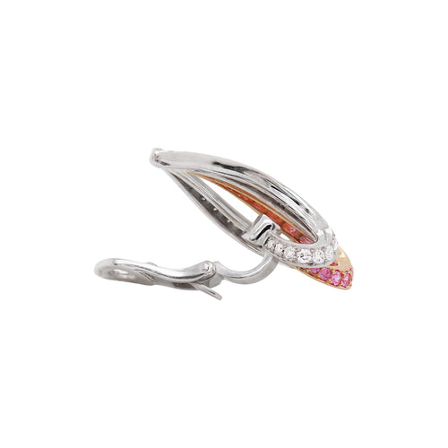 Pink Sapphire and Diamond 18ct White and Rose Gold Clip On Earrings