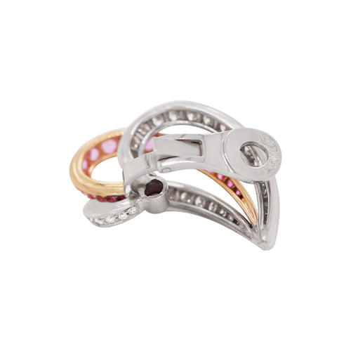 Pink Sapphire and Diamond 18ct White and Rose Gold Clip On Earrings