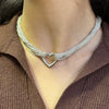 Tiffany & Co. Open Heart Multi Chain Sterling Silver Necklace with Toggle Clasp