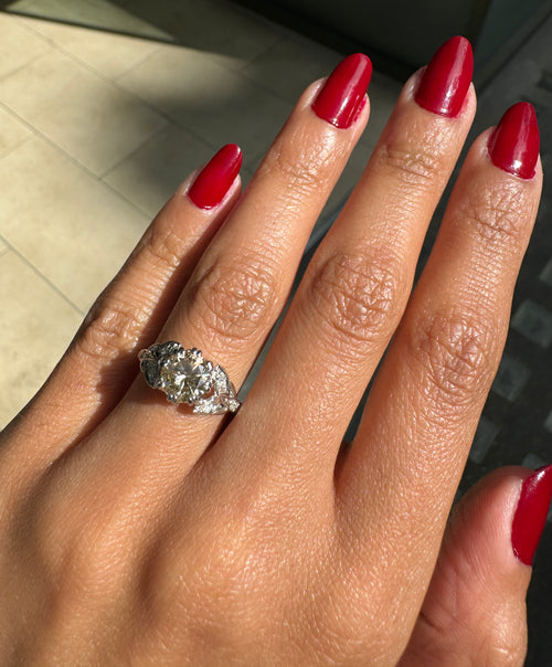 1.18ct Fancy Brown Round Brilliant Cut Diamond Platinum Engagement Ring