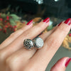 Black and White Diamond 18 Carat White Gold Dangling Charms Cocktail Ring