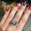 Black and White Diamond 18 Carat White Gold Dangling Charms Cocktail Ring