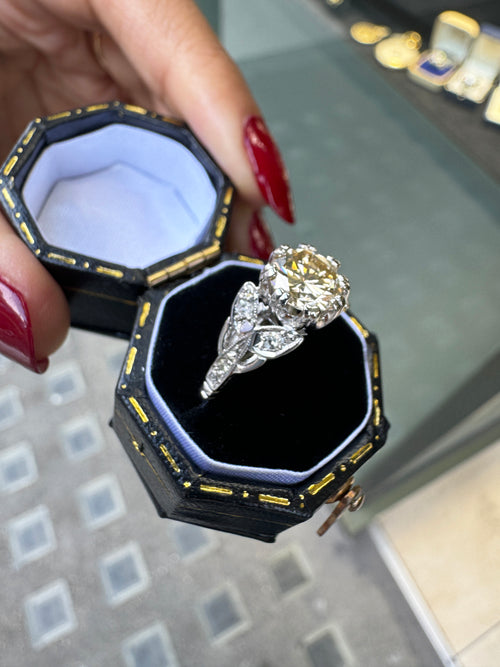 1.18ct Fancy Brown Round Brilliant Cut Diamond Platinum Engagement Ring