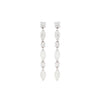 Marquise Cut and Brilliant Cut Diamond 18 Carat White Gold Dangle Drop Earrings