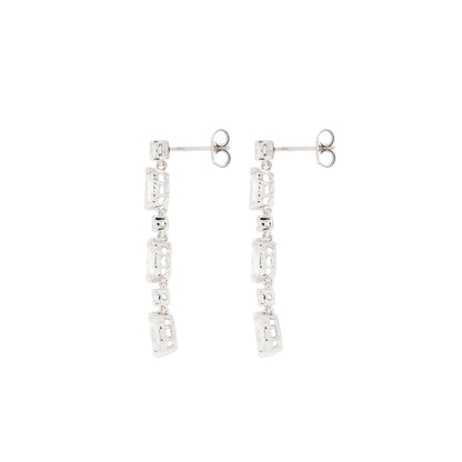 Marquise Cut and Brilliant Cut Diamond 18 Carat White Gold Dangle Drop Earrings