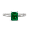 1.36 Carat Emerald Cut Emerald and Diamond Platinum Engagement Ring