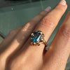 14 Carat Rose Gold and Blue Topaz Dress Ring, Circa 1930s-1940s