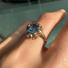 14 Carat Rose Gold and Blue Topaz Dress Ring, Circa 1930s-1940s