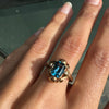14 Carat Rose Gold and Blue Topaz Dress Ring, Circa 1930s-1940s