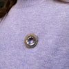 Amethyst and Seed Pearl 15 Carat Yellow Gold Oval Halo Cluster Brooch