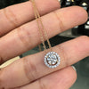 0.41ct E VS1 Diamond 18 Carat Rose and White Gold Halo Cluster Pendant and Chain