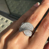 Diamond and 18 Carat White Gold Wave Cluster Dress Ring