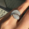 Diamond and 18 Carat White Gold Wave Cluster Dress Ring