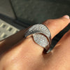 Diamond and 18 Carat White Gold Wave Cluster Dress Ring