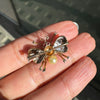 Art Deco Diamond, Ruby and Freshwater Pearl Insect Brooch in 15K Gold, c.1930's