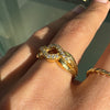 Diamond and 18 Carat Yellow Gold Open Work Intertwined Wave Band Ring