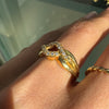 Diamond and 18 Carat Yellow Gold Open Work Intertwined Wave Band Ring