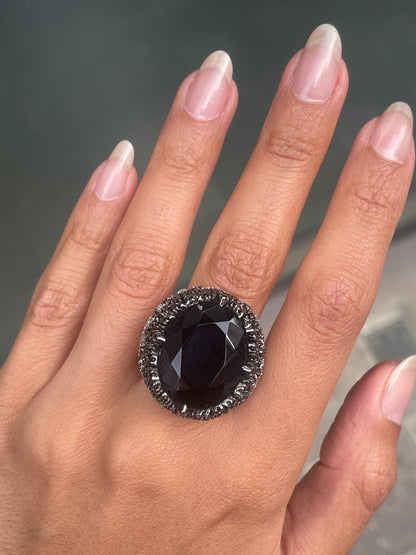 Pasquale Bruni 'Ghirlanda' Onyx, Black Spinel and Diamond 18K White Gold Ring