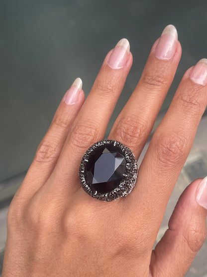 Pasquale Bruni 'Ghirlanda' Onyx, Black Spinel and Diamond 18K White Gold Ring