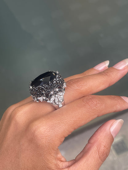 Pasquale Bruni 'Ghirlanda' Onyx, Black Spinel and Diamond 18K White Gold Ring