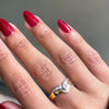 Diamond 18 Carat White and Yellow Gold Wishbone Ring