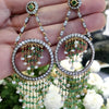Pearl, Emerald and Diamond 18 Carat Gold Cascade Chandelier Earrings